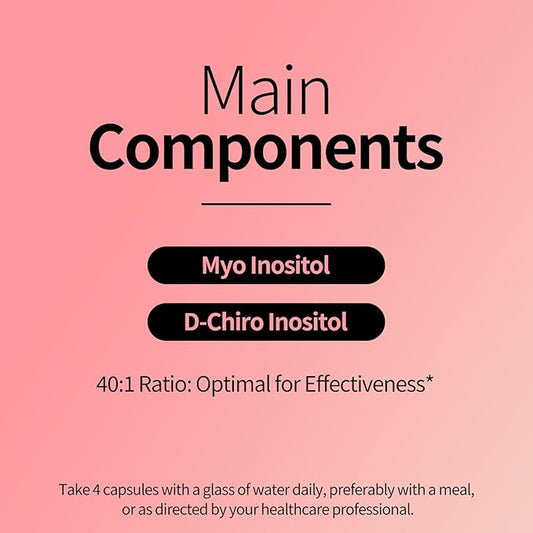 Inositol Supplement - Myo-Inositol & D-Chiro Inositol - 40:1 Ratio - Hormone Balance & Healthy Ovarian Support for Women - Vitamin B8-30 Day Supply