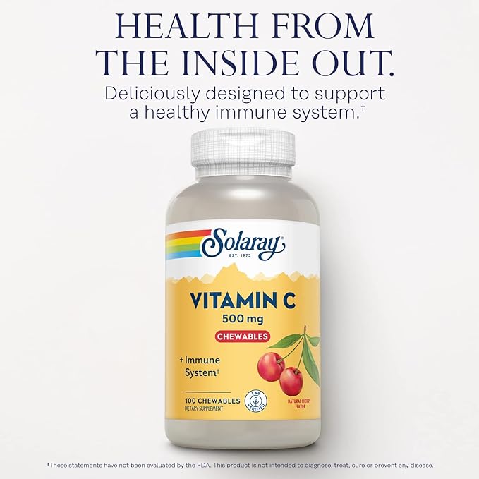 SOLARAY Chewable Vitamin C 500 mg, 60-Day Guarantee, 100 Servings, 100 Chewables