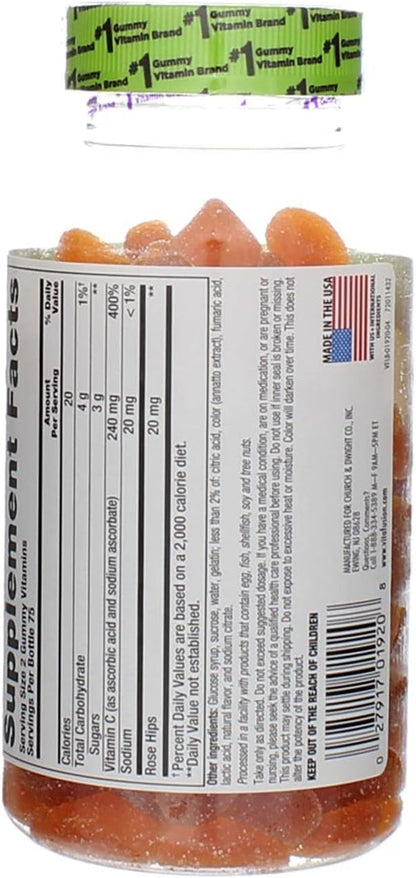 VitaFusion Power C Gummy Vitamins for Adults Absolutely Orange - 150 ct, Pack of 3