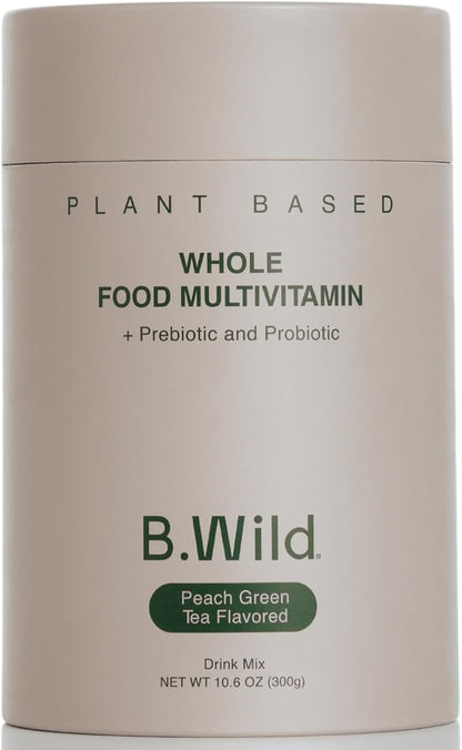 Multivitamin Drink Mix | B.Wild Plant Based Antioxidant Drink | Prebiotics and Probiotics for Digestive Health | Peach Green Tea Flavor - 300 g