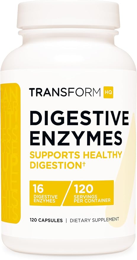 TransformHQ Digestive Enzymes Supplement (120 Capsules) 16 Enzymes,