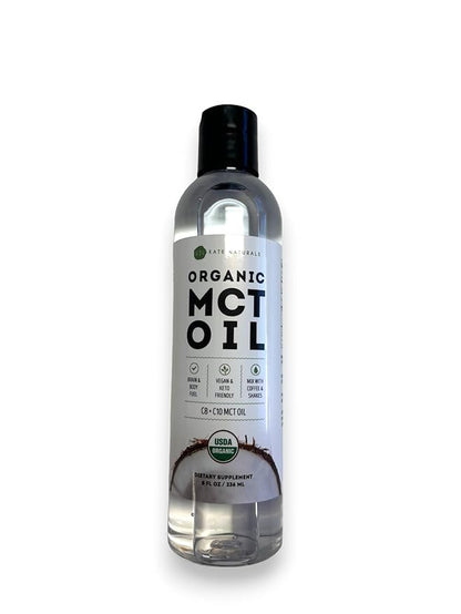 Kate Naturals MCT Oil for Coffee. Pure Coconut MCT C8 and C10 Oil (8oz, Organic, Unflavored)