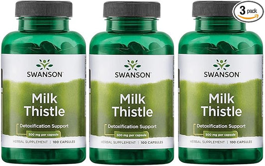 Swanson Milk Thistle (100 Capsules, 500mg Each) 3 Pack