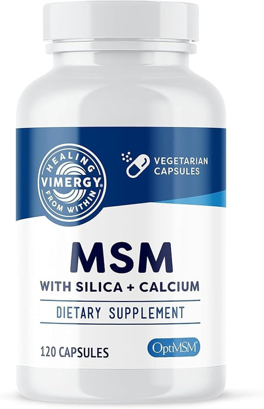 Vimergy MSM with Silica + Calcium Capsules, 120 Servings – Supports Bone Health – Promotes Hair & Nail Health – Non-GMO, Gluten-Free, Kosher, Soy-Free, Corn-Free, Vegan & Paleo Friendly