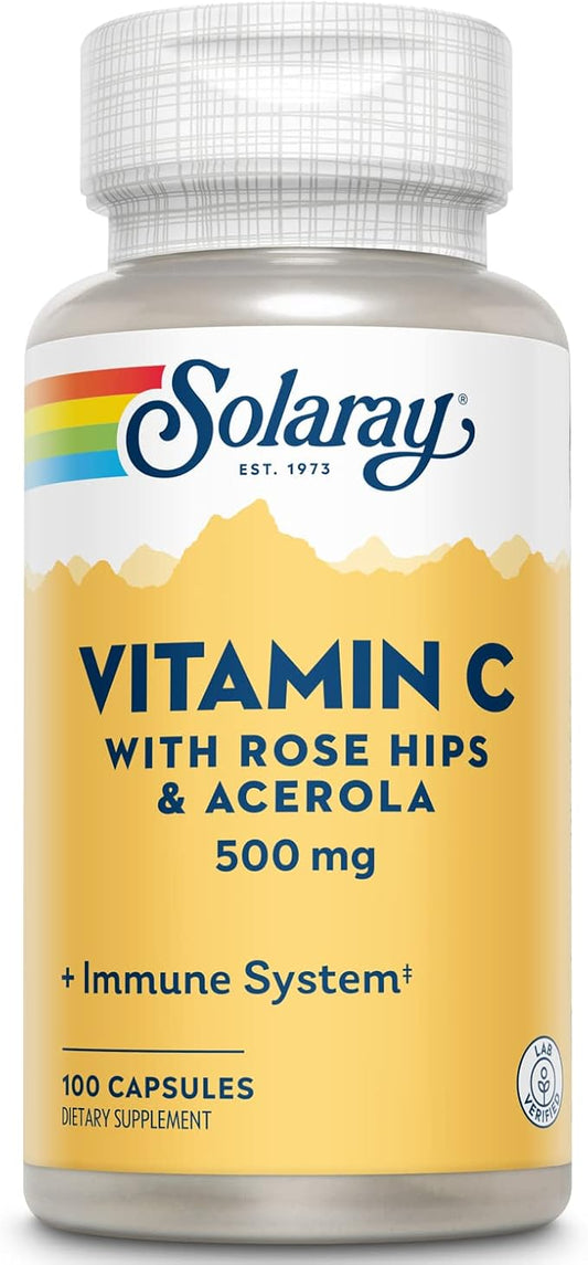 Solaray C w/Rose HIPS & Acerola, 500mg | 100ct