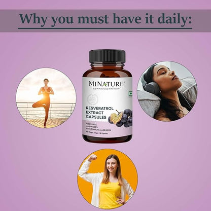 minature Resveratrol Extract Capsules supplements|500mg, 90 90 Veg 45 days 54g |
