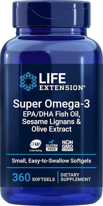 Life Extension Super Omega-3 360 Softgels, Omega3 Fish
