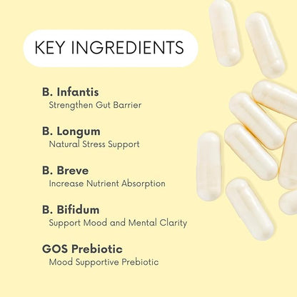 Probiotics 30 Billion CFU - Bifidus Mood Support Supplement w/prebiotics & probiotics for Women and Men - Mood & Digestion Support- Histamine Free - Natural Mood Boost - 60 Days Supply, Non-GMO