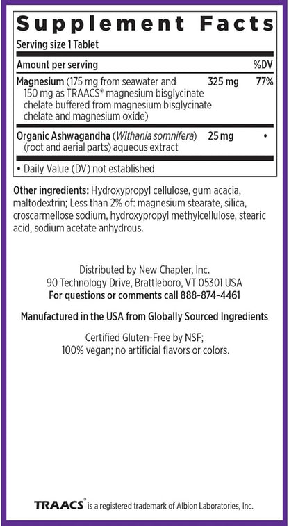 New Chapter Magnesium + Ashwagandha Supplement, 325 mg 2.5x Absorption, 90 ct (3 Month