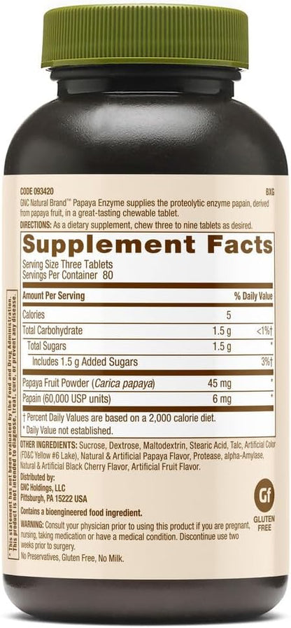 GNC Natural Brand Papaya Enzyme, 240