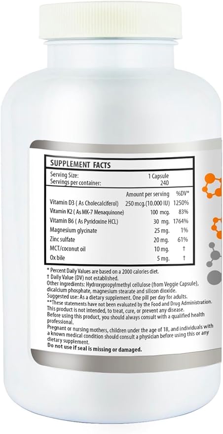 Vitamin D3 (10000 IU) + K2/MK7 (100 mcg) (8 Months