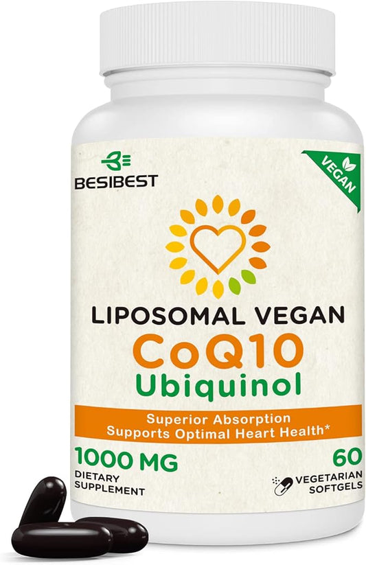 1000mg Liposomal CoQ10 Ubiquinol, 60 Vegan CoQ10 Supplement, Q10 for