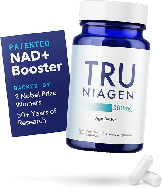 TRU NIAGEN Patented NAD Supplement for Anti Aging and Cell Regeneration, 300 mg Niagen, 30 Servings | Supports Cellular Energy, Brain, Muscle | Nicotinamide Riboside (NR) Take 1 Daily | 1 Bottle