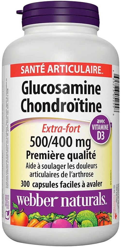 Webber Glucosamine Chondroitin 500 mg/400 mg D3 1000 1000 IU, 300 easy