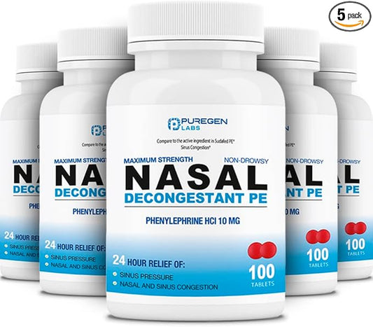 Puregen Labs Nasal Decongestant PE 5 Pack 500 Tablets 10 mg