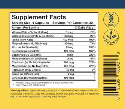 Researched Nutritionals Core Minerals D3 & (120 Capsules)
