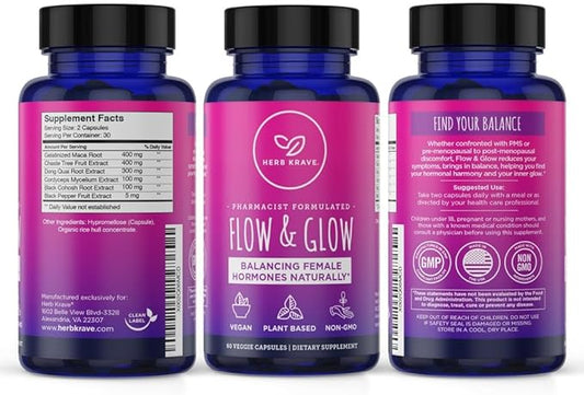 Flow and Glow Natural Hormone Balance 60 Vegan (2 Pack)