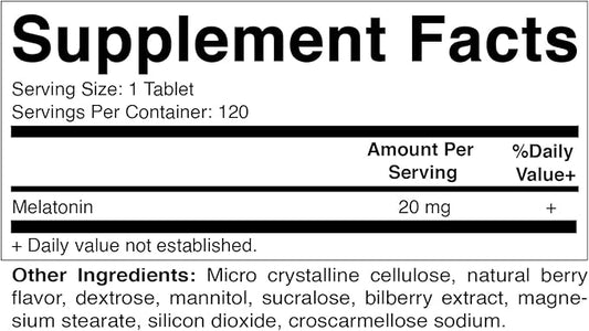 Vitamatic Melatonin 20mg Tablets 20 MG (1/2 Tablets 10mg) (120 (120 Count (12 Pack