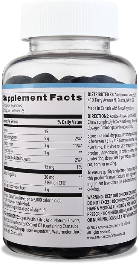 Amazon Basics Prebiotic & Probiotic Gummies, 2 Billion 50 Count (2 per
