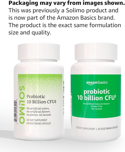 Amazon Basics Daily Probiotic, 10 Billion Active Cultures, Supporting Digestive and Intestinal Health, Capsule, 60 Count, Two Month Supply