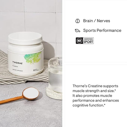 THORNE Creatine - Creatine Monohydrate, Amino Acid Powder - Support Muscles, Cellular Energy and Cognitive Function - Gluten-Free, Keto - NSF Certified for Sport - 16 Oz - 90 Servings