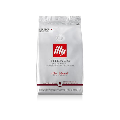 illy Whole Bean Coffee - Perfectly Roasted Whole Coffee Beans – Intenso Dark Roast - Warm Notes of Cocoa & Dried Fruit – Full-Bodied - 100% Arabica Coffee - No Preservatives – 17.6 Ounce
