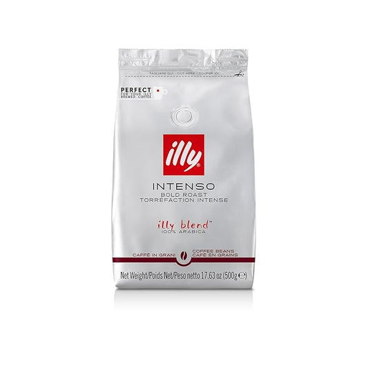 illy Whole Bean Coffee - Perfectly Roasted Whole Coffee Beans – Intenso Dark Roast - Warm Notes of Cocoa & Dried Fruit – Full-Bodied - 100% Arabica Coffee - No Preservatives – 17.6 Ounce