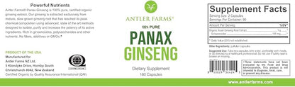 Antler Farms - 100% Pure Organic 180 Capsules, 500mg - 10% Min.