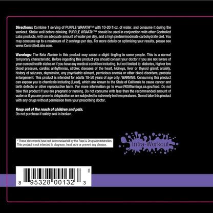 CONTROLLED LABS Purple Wraath, BCAA and EAA Amino Acid Supplement, with Endurance Blend Intra Workout Powder, Optimal Endurance, Focus, and Stamina (Pineapple, 90 Servings)