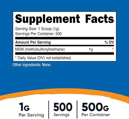 Nutricost Pure MSM Powder 500 Grams