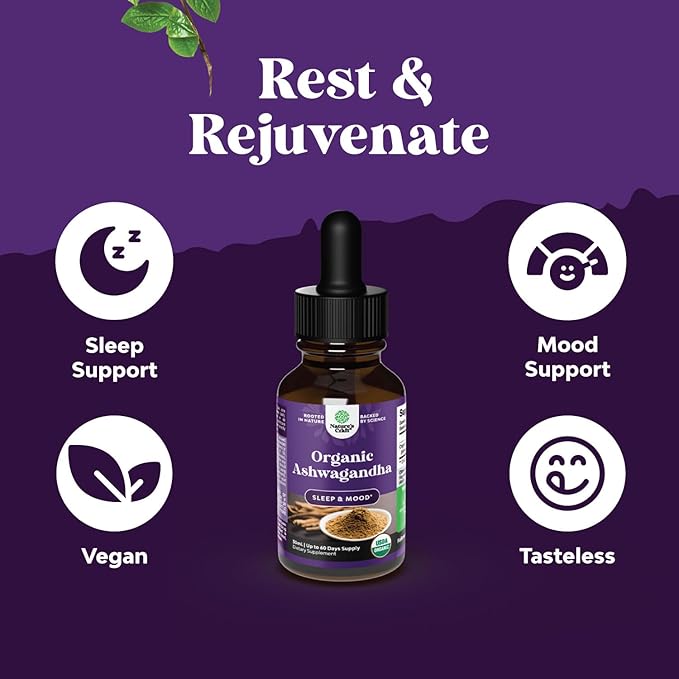 USDA Organic Ashwagandha Liquid Drops (2 Pack)