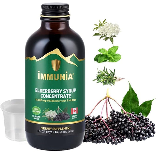 Immunia Elderberry Syrup Helps Strengthen The 24 Days/Bottle. (1-Pack)