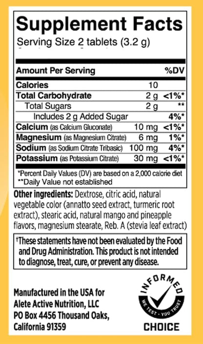 SaltStick Electrolyte FastChews - Tropical Mango Chewable Electrolyte Tablets - Salt Tablets for Runners, Electrolyte Chews for Hydration - 60 Count