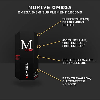 Mdrive Omega 3 Fish Oil 3-6-9 1200mg 1200mg from 60 Count