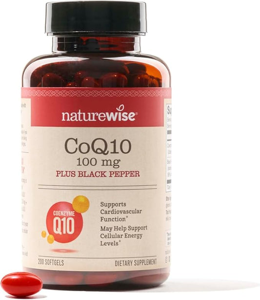 NatureWise CoQ10 100mg Softgels, High Absorption CoQ10 with 200 Softgels[200-Day Softgels[200-Day Supply]