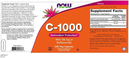 NOW Supplements, Vitamin C-1,000 with 100 500 Veg