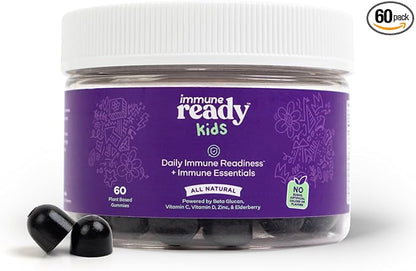 Kids Gummies with Beta Glucan, Elderberry, Vitamin C, D3, Zinc - Non-GMO, Vegan, Sugar Free - Mixed Berry Flavor - 60 Gummies