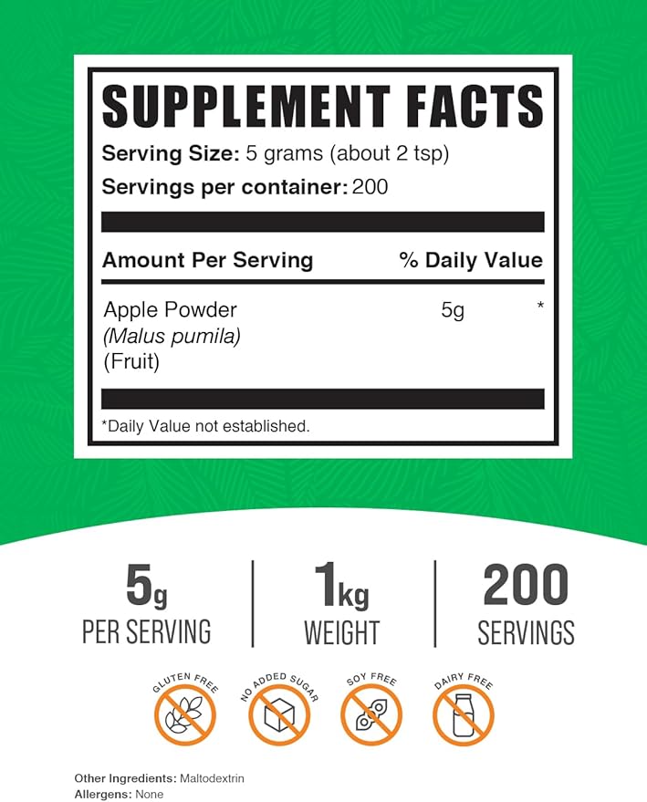 BulkSupplements.com Apple Powder 5g per 1kg (2.2 (2.2 lbs) 1)