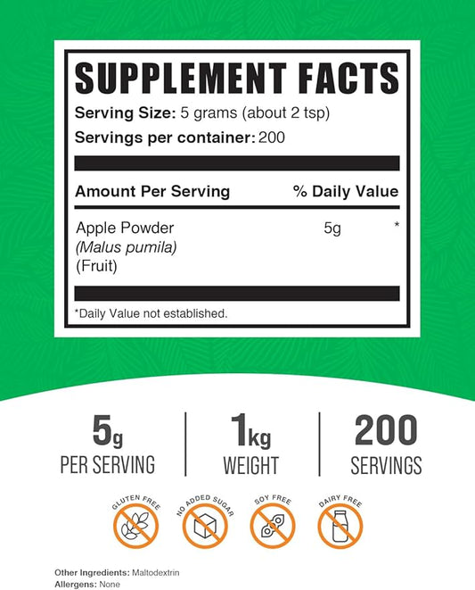 BulkSupplements.com Apple Powder 5g per 1kg (2.2 (2.2 lbs) 1)
