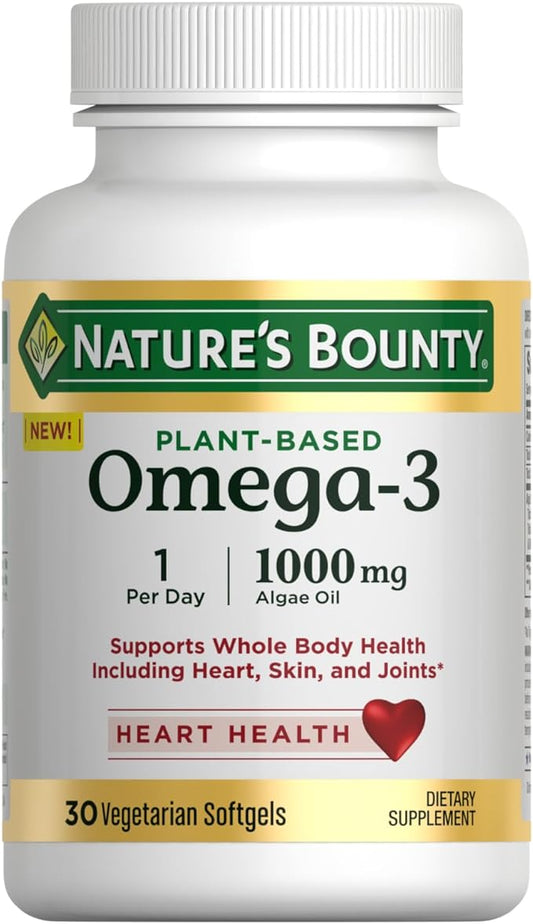 Nature's Bounty Plant-Based Omega-3, Supports Heart, 520mg Omega-3, Omega-3, 30 30 Softgels