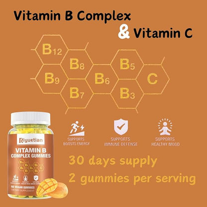 Vitamin B Complex Gummies with Biotin,Choline 60 Vegan