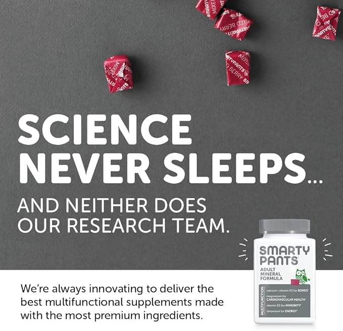 SmartyPants Mineral Chews: Magnesium Citrate & D3, Vitamin K2, Zinc 60 Count (30 Day