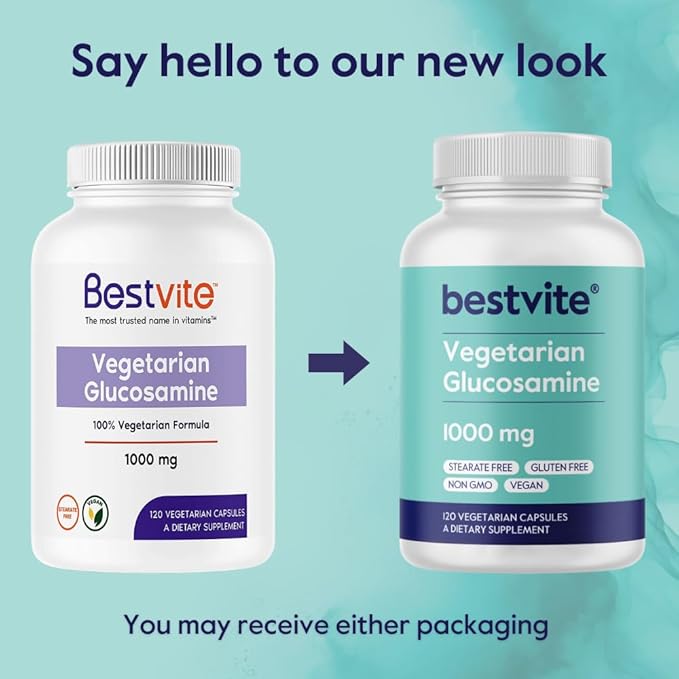 BESTVITE Vegetarian Glucosamine 1000mg (120 Vegetarian Capsules)