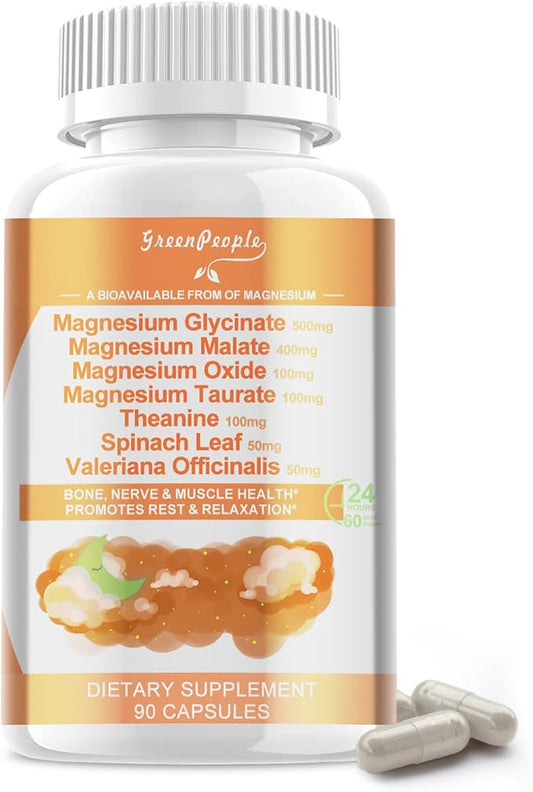 Magnesium Glycinate 500mg Capsules, with Malate, D3 & 6 Kinds 90 Capsules