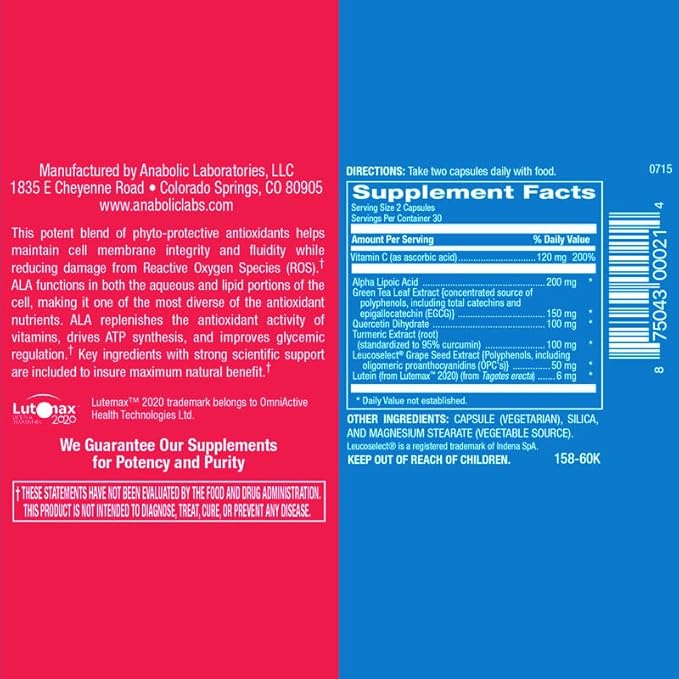 Natural Antioxidant Complex Supplement 60 Vegetarian