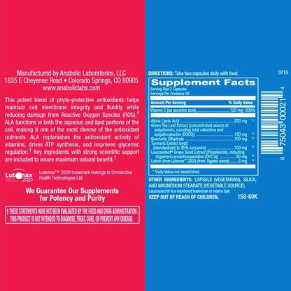 Natural Antioxidant Complex Supplement 60 Vegetarian