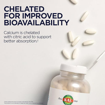 KAL Calcium Citrate 1000mg, Calcium Supplements 60 Servings, 180 Tablets