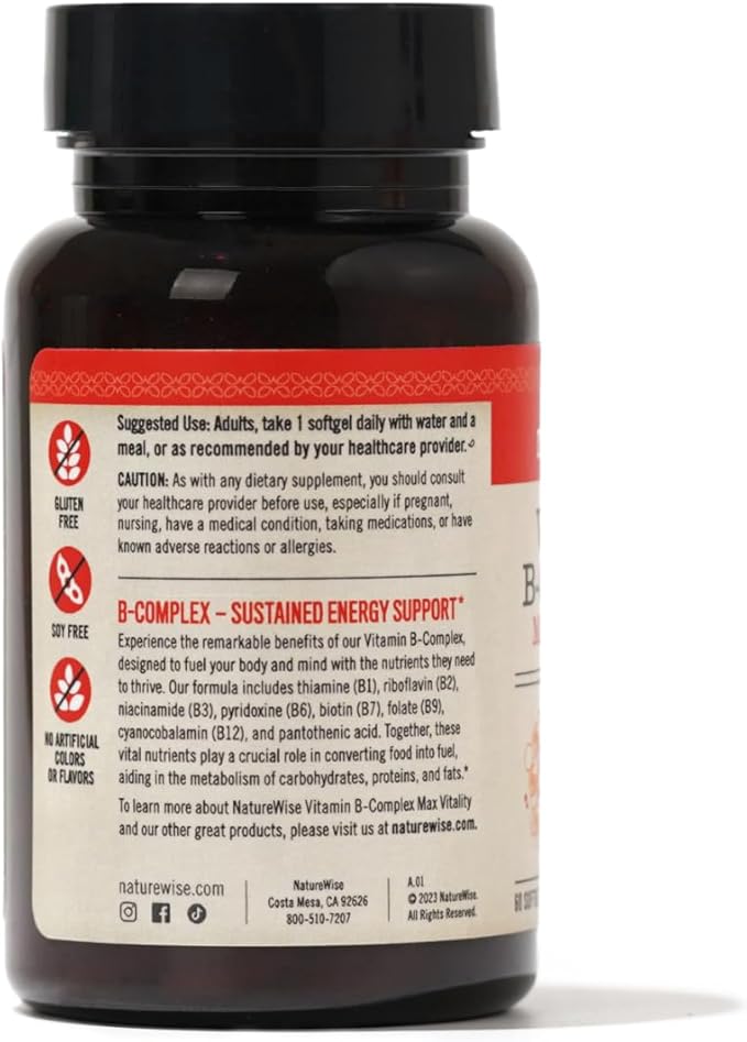 NatureWise Vitamin B Complex for Women B1 B2 B2 B3 B3 B6 B6 B12 B12 - 60 Softgels[2-Month Softgels[2-Month Supply]
