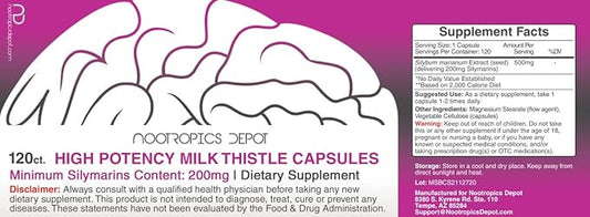 High Potency Milk Thistle Extract Capsules 200mg of 120 Count