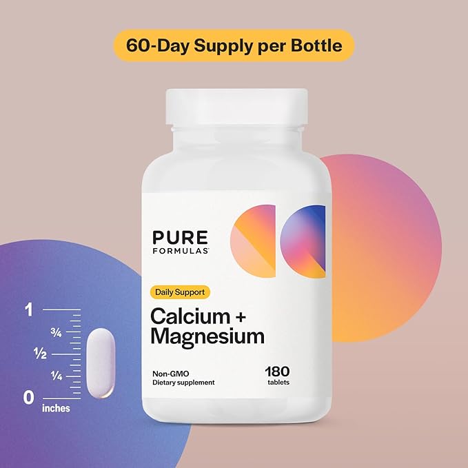 PureFormulas Calcium + Magnesium 180 Tablets